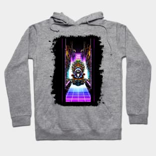 Neon Dominion: The Raccoon's Cyber Throne Hoodie